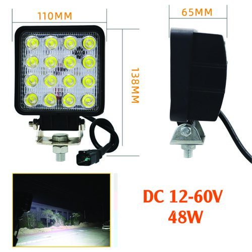 ĐÈN PHA 16 LED DC12-60V 48W XE NÂNG 1-25 TẤN- HEAD LAMP FOR ALL FORKLIFT 1-25 TONS