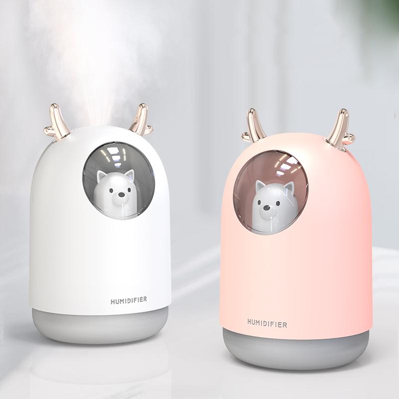 Máy Tạo Độ Ẩm Không Khí 300ML Hình Thỏ Dễ Thương Siêu Im Lặng USB Tinh Phòng Xe Ban Đêm LED Đèn Máy Lọc Không Khí Sương máy Làm Không Khí Tươi Hơn