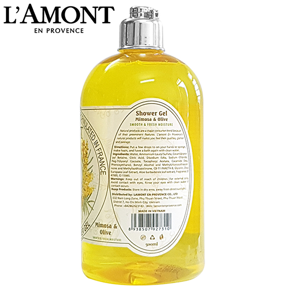 Combo Sữa Tắm L'amont En Provence Almond Shower Gel + Mimosa Shower Gel (Hương hoa Mimosa) 500ml/chai
