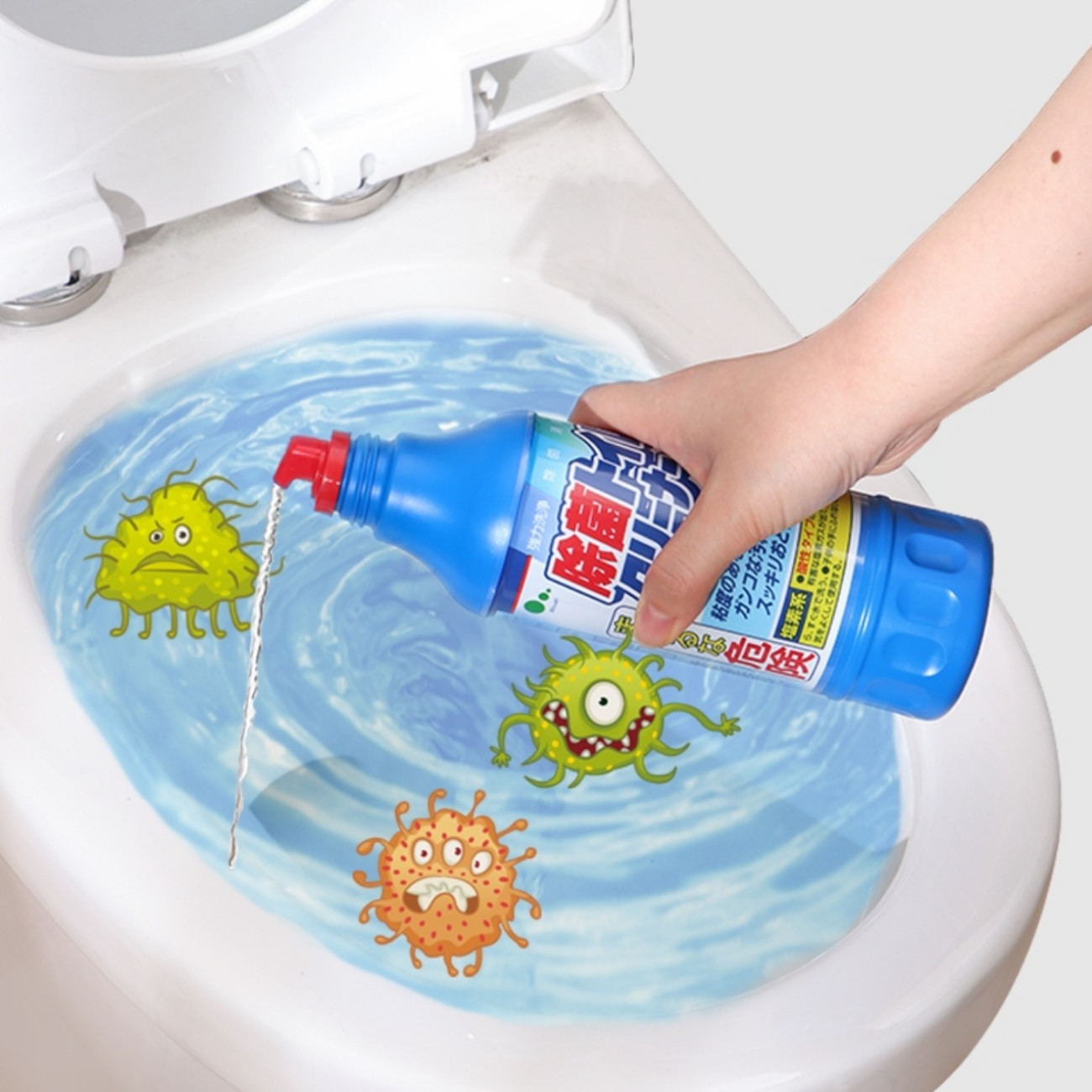 Combo chai nước tẩy toilet đậm đặc 500ml + Viên thả khử mùi toilet/ nhà vệ sinh 15g - made in Japan