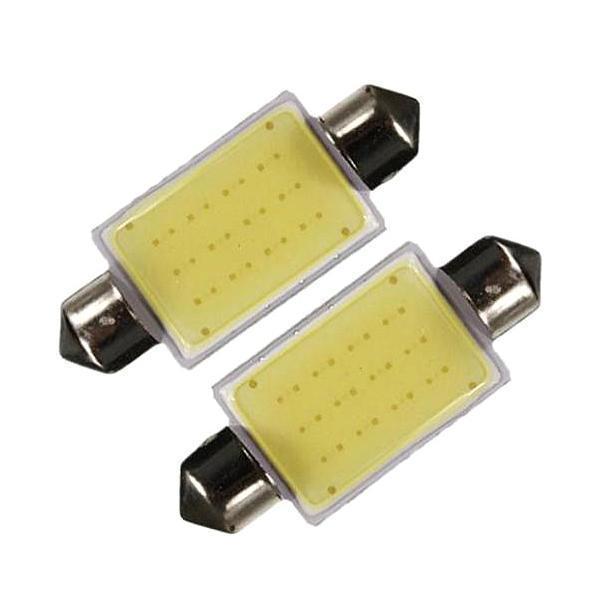 2x2PC 41mm Festoon COB 12 SMD Chips DC 12V LED Car Dome Reading Lights