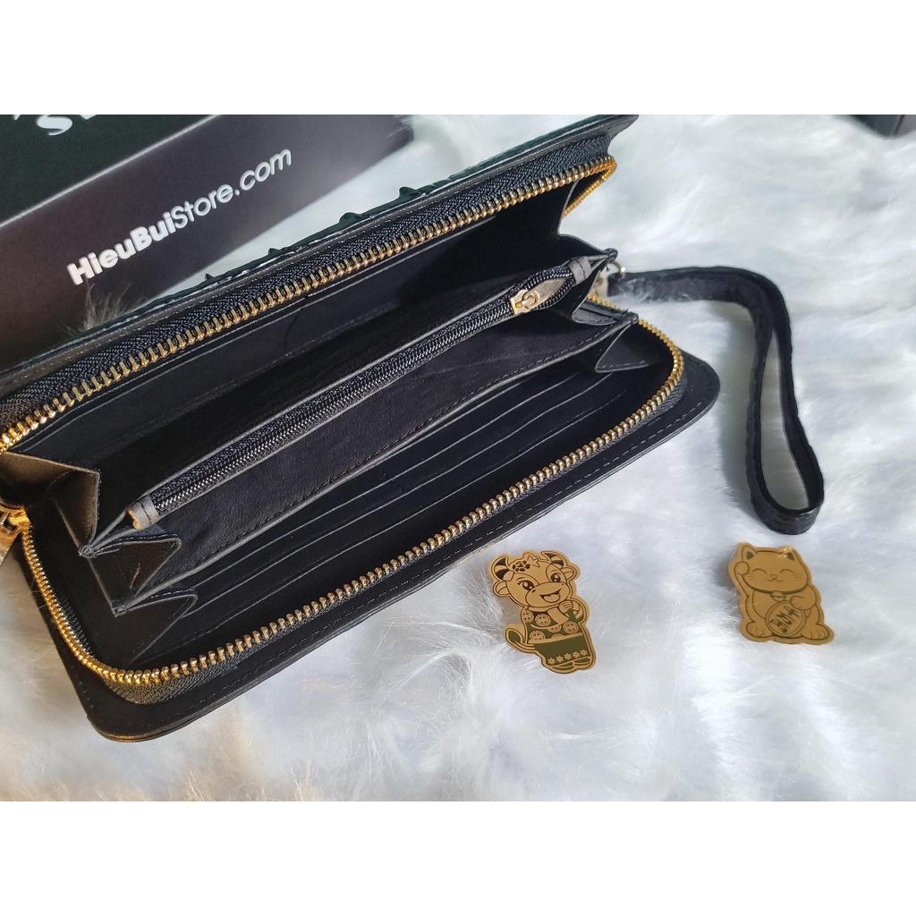 Ví Cầm Tay 1 Khóa Clutch Da Cá Sấu Cao Cấp Màu Đen