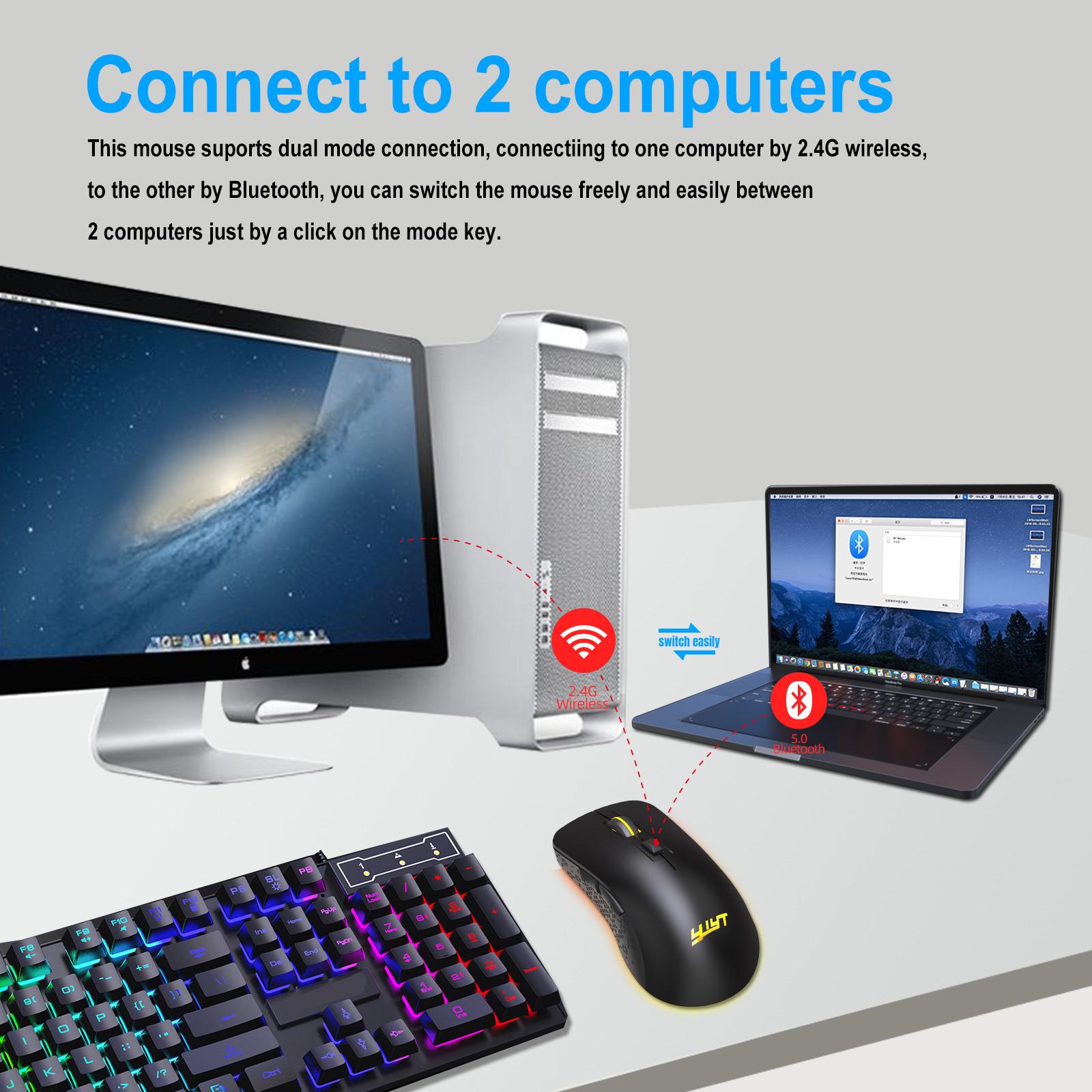 G856 Đôi Chế Độ 2.4G Chuột Game Không Dây Bluetooth 5.1 2400Dpi Có Thể Điều Chỉnh Chuột Chơi Game Nhiều Màu Dạ Quang Silent Chuột Cho máy Tính