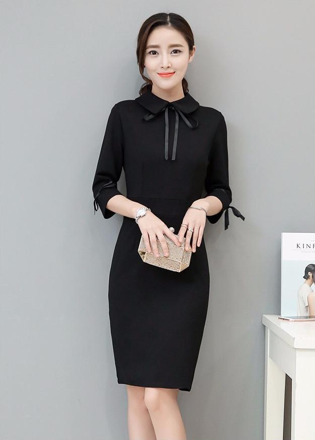 Đầm ôm công sở phối nơ tay lỡ - DS38