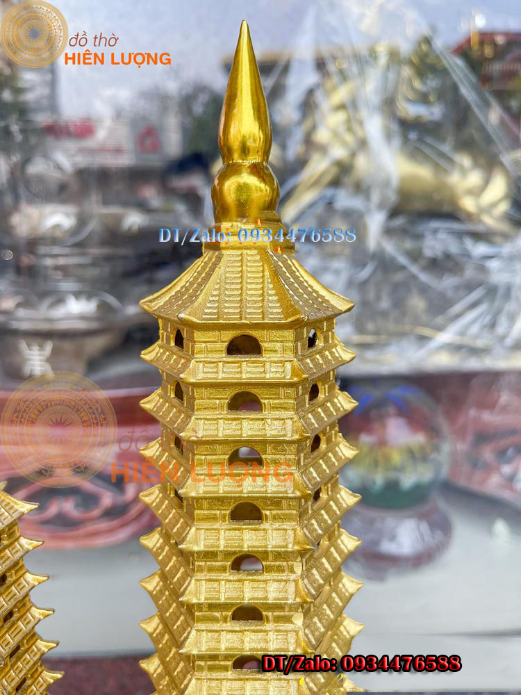 Tháp Văn Xương 13 Tầng Bằng Đồng Vàng Nguyên Chất Phong Thủy Cao 30cm, 40cm - Biểu Tượng Của Trí Tuệ