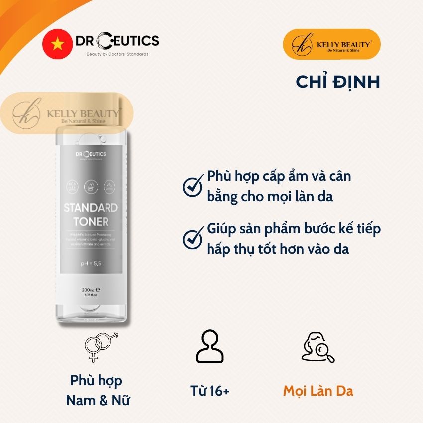 Standard Toner DrCeutics - Dung Dịch Cân Bằng Da, Cấp Ẩm Làm Dịu Mọi Làn Da - Kelly Beauty