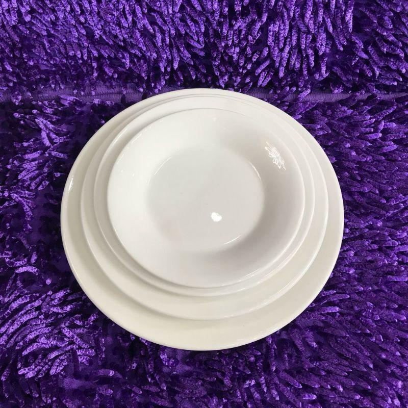 Đĩa Sứ Sâu Trắng Trơn Hàng Đẹp Dày Dặn