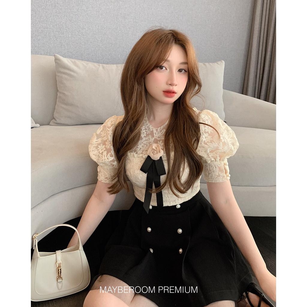 Nơ cài áo hoa be đẹp cao cấp