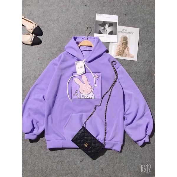 Áo Hoodie Thỏ Tím phong cách Ulzzang Hàn Quốc, áo nỉ cotton tay dài CoolZ CZ0701