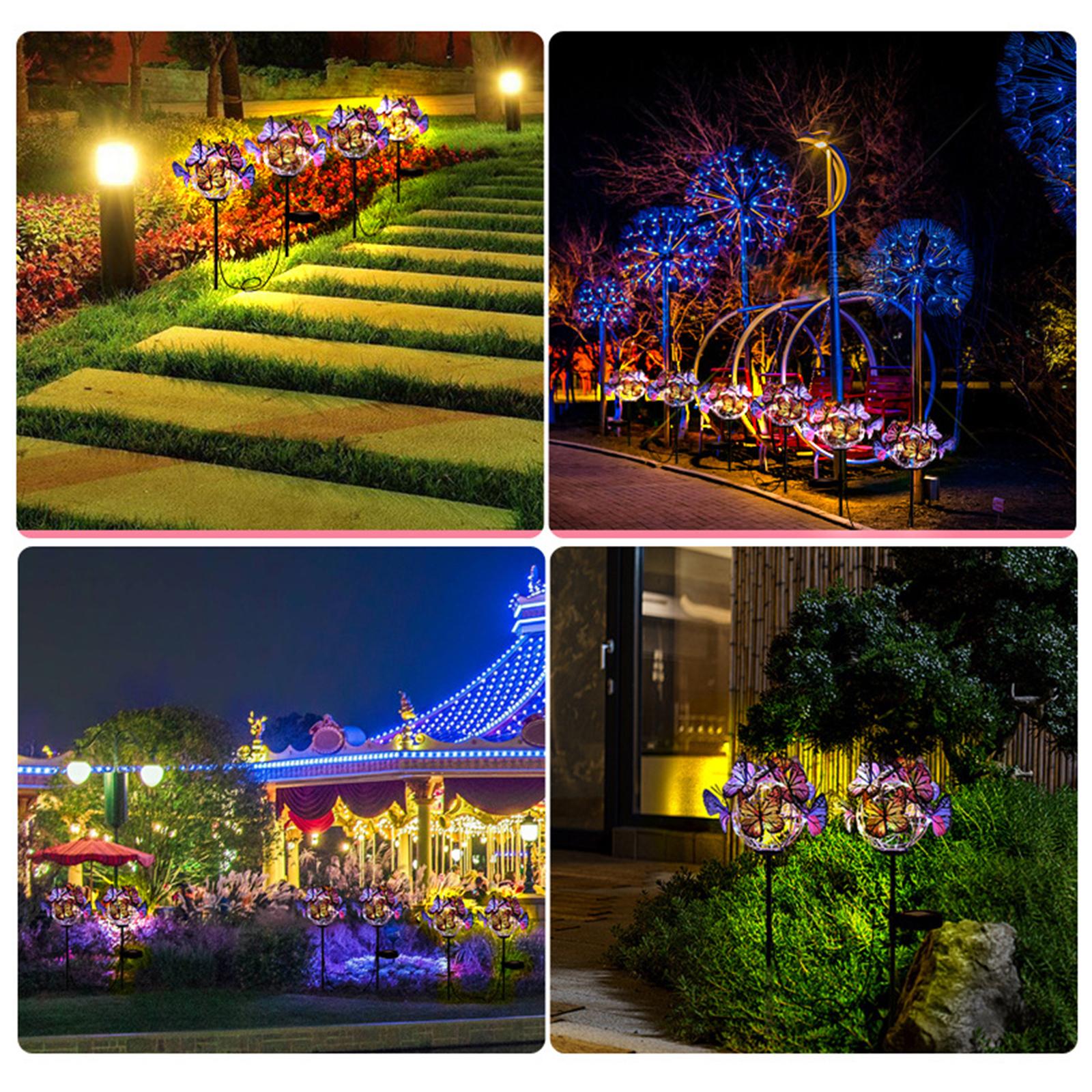 2 Pack Butterfly Solar Stakes Lights LED Solar Landscape Lights LED Garden Lights Waterproof Outdoor Stake Light