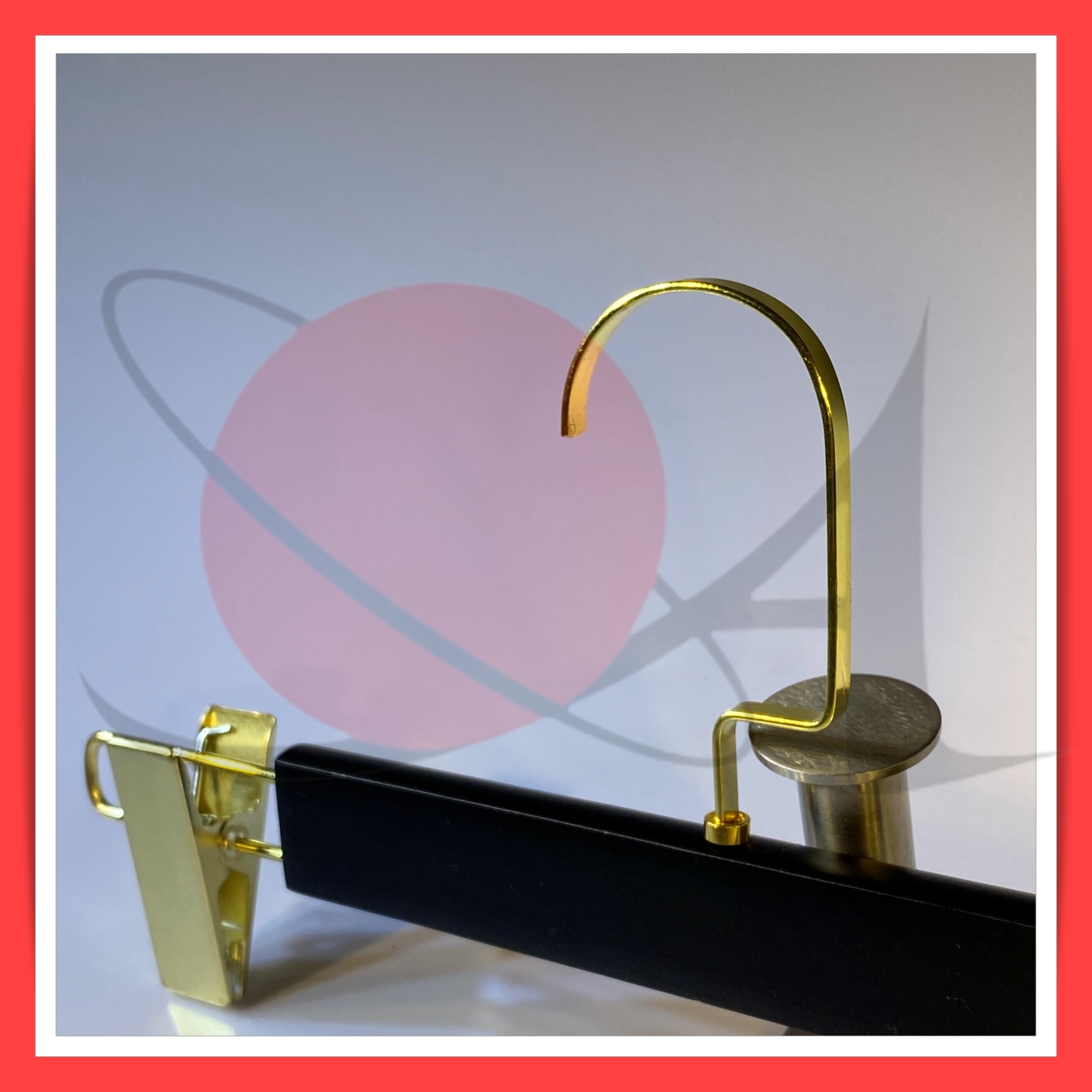 Bộ Móc Kẹp Gỗ Sơn Đen Luxury Siêu Sang Trọng - Đầu Vuông Vàng 10 cm