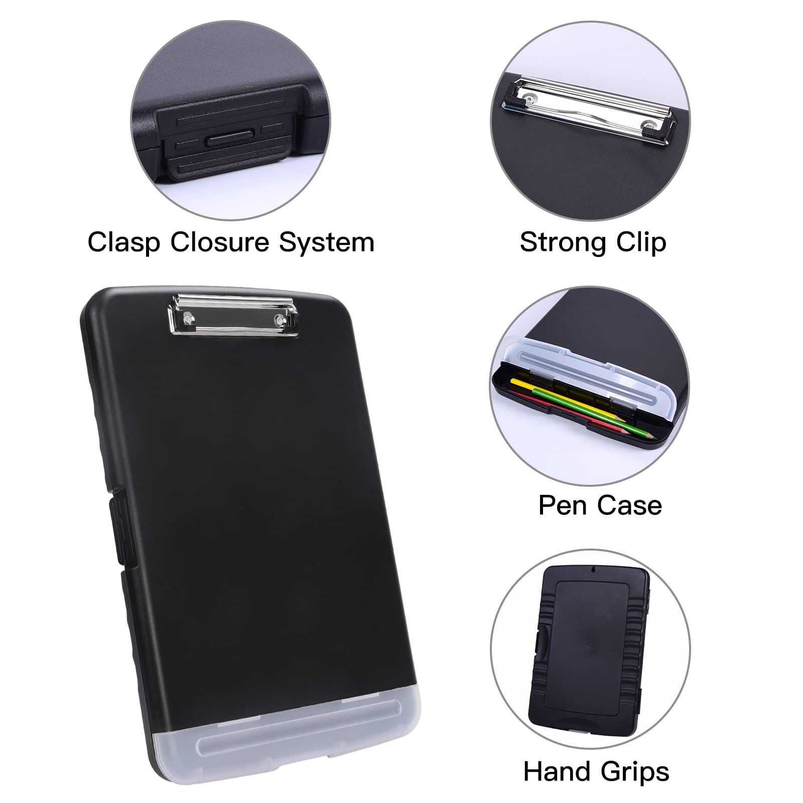Bảng kẹp nhựa với lưu trữ, clip hiệu suất cao, hộp lưu trữ bảng kẹp, trọng lượng thấp, viết mượt mà cho công việc, kích thước 14 x 9,6 x 1,2 inch