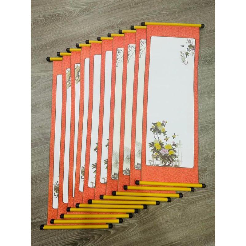 Combo 10 Giấy viết thư pháp có nẹp treo. Giấy viết thư pháp 27x80cm