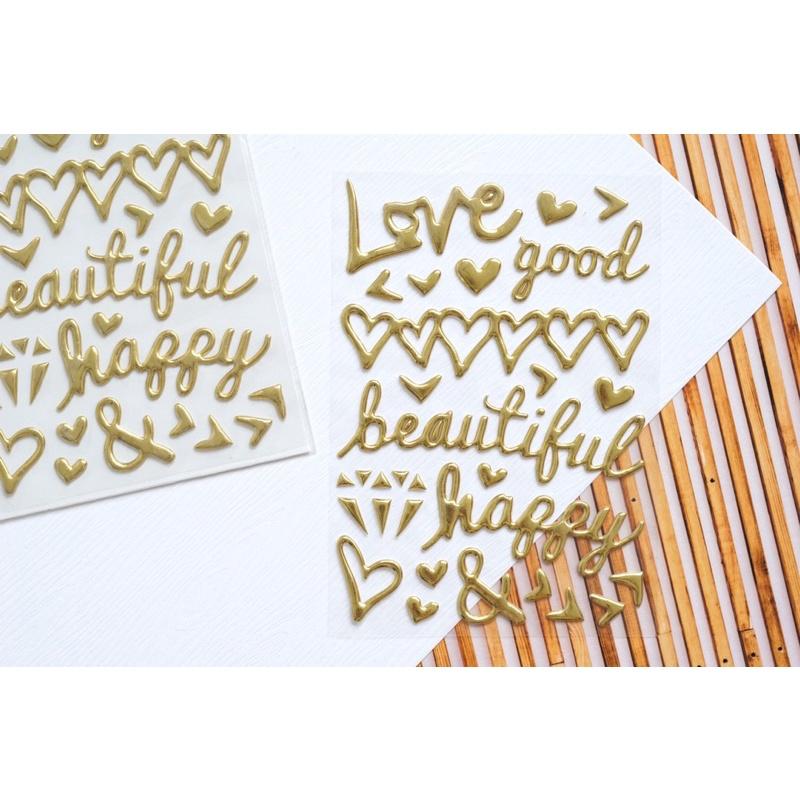 Die cut sticker chữ ánh vàng trang trí scrapbook sổ tay