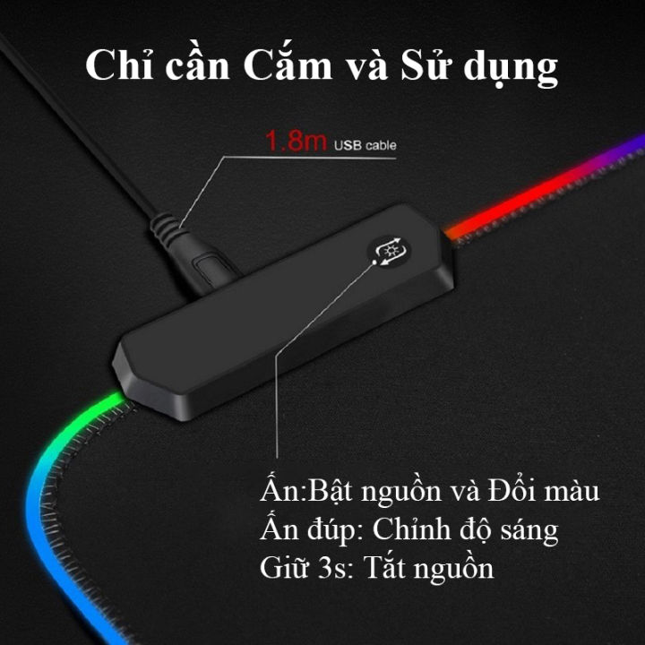 Lót Chuột Cỡ Lớn Có Đèn Led RGB Dày Dặn 4mm Nhiều Size Chuyên Game Chống Trơn Trượt Pad Chuột Bàn Phím Chống Thấm Nước Di Chuột Mượt Mà Decor Bàn Làm Việc Siêu Bền