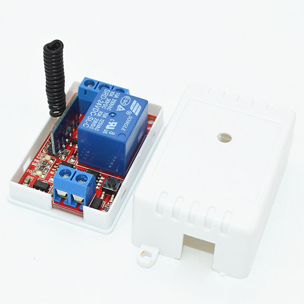 24V 1-Channel 433M 2-Button White Remote Control Switch + Receiver Module