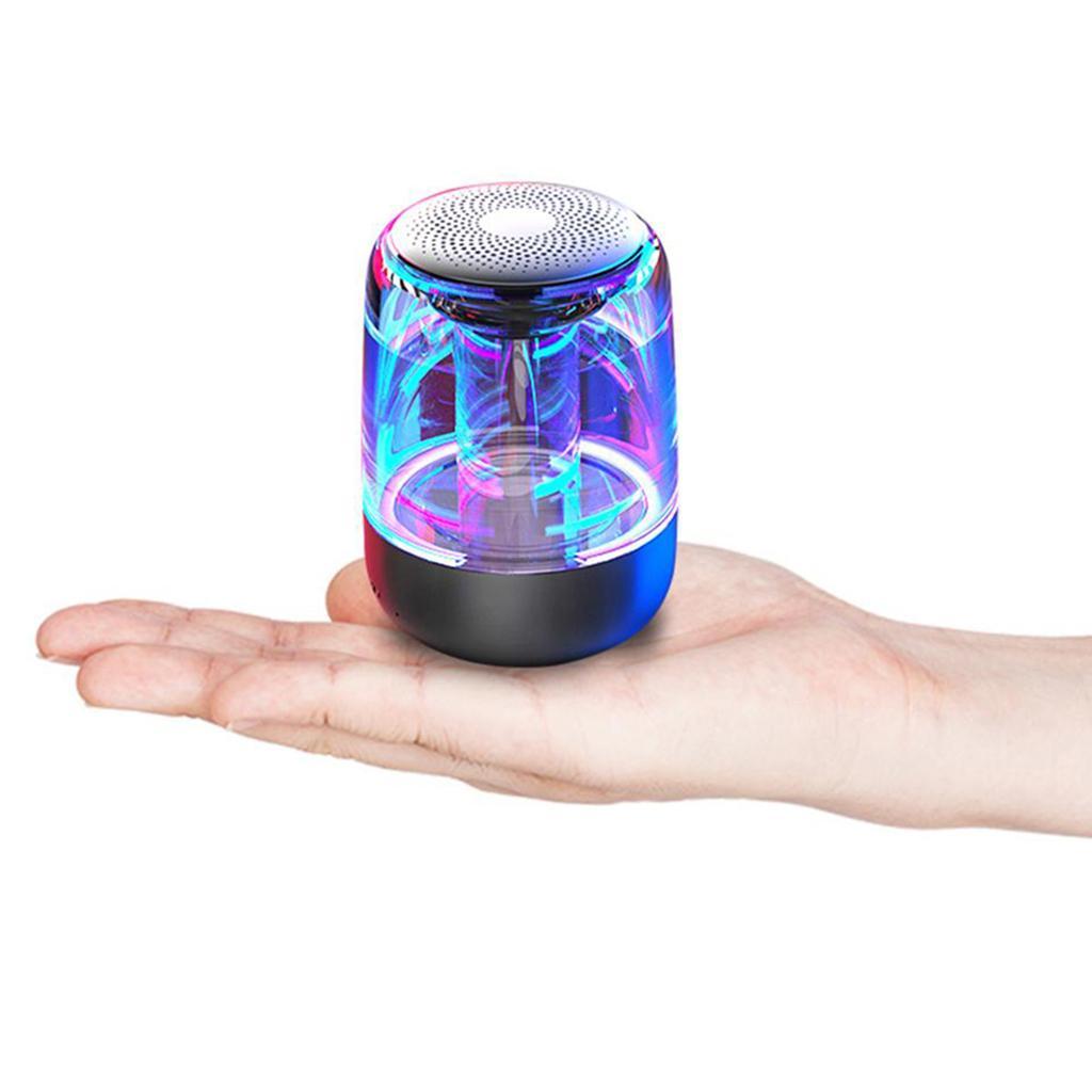 Colorful Light Wireless Speakers Waterproof with Mic Handsfree Bass Black