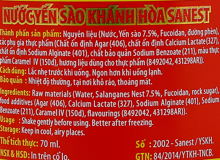 Hộp 6 Hũ Nước Yến Sào Sanest Có Đường (70ml / hũ)