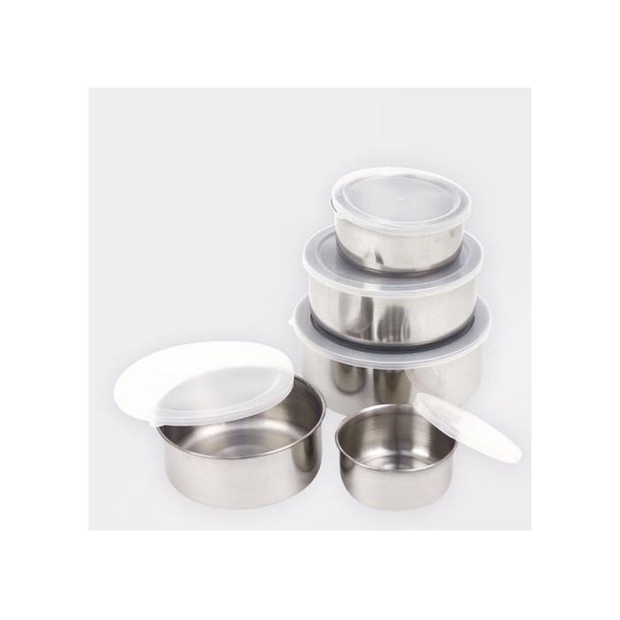 Bộ 5 Bát Inox Có Nắp Đậy - Hàng Loại 1
