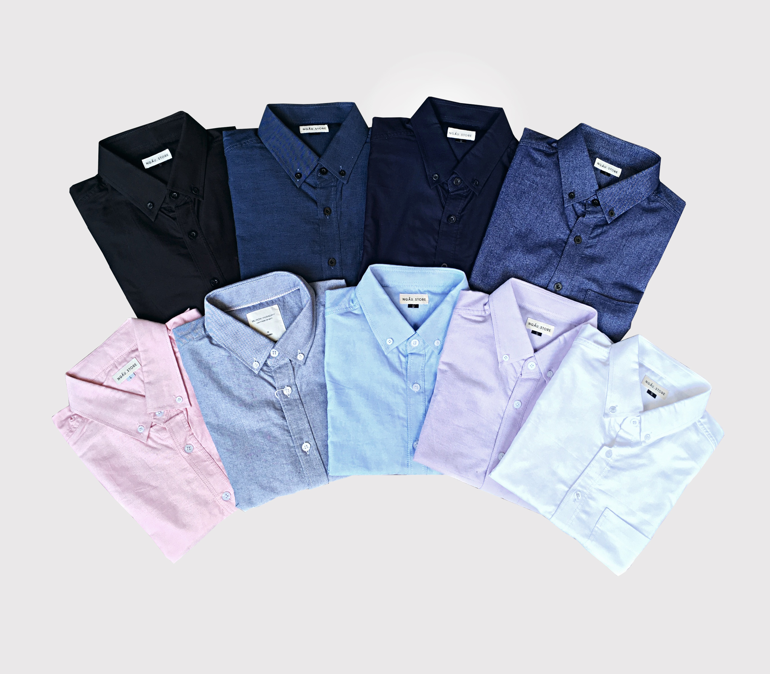 Áo sơ mi nam dài tay vải oxford 100% cotton mềm, mịn, thấm hút mồ hôi tốt, tông màu trơn cơ bản, lịch sự, gọn gàng, kiểu dáng slim suông gọn trẻ trung nam tính