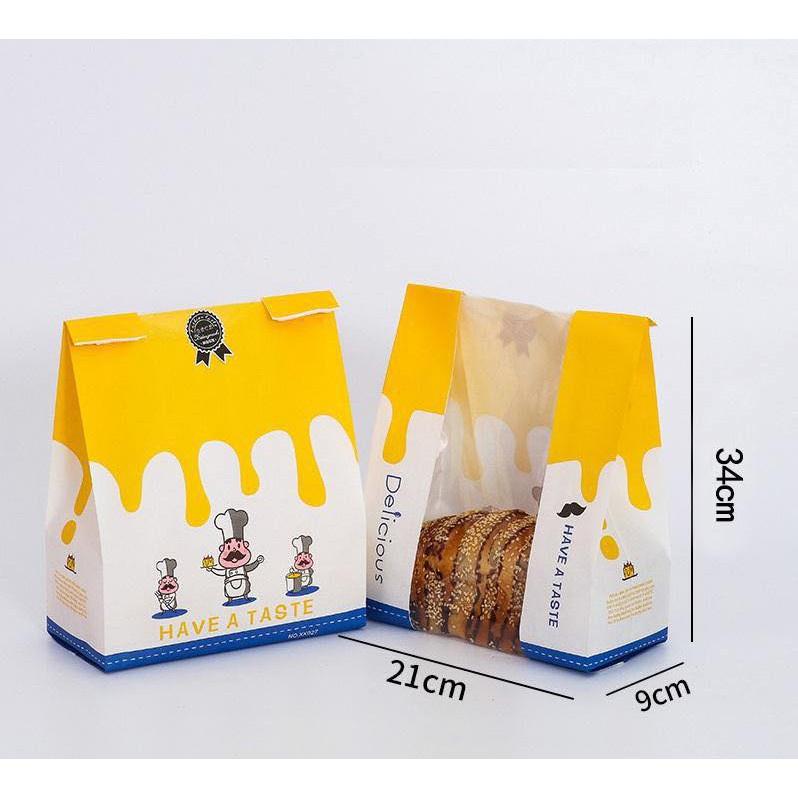 Túi bánh mì hoa cúc màu vàng đầu bếp -50 cái đựng bánh ngọt , sanwhich