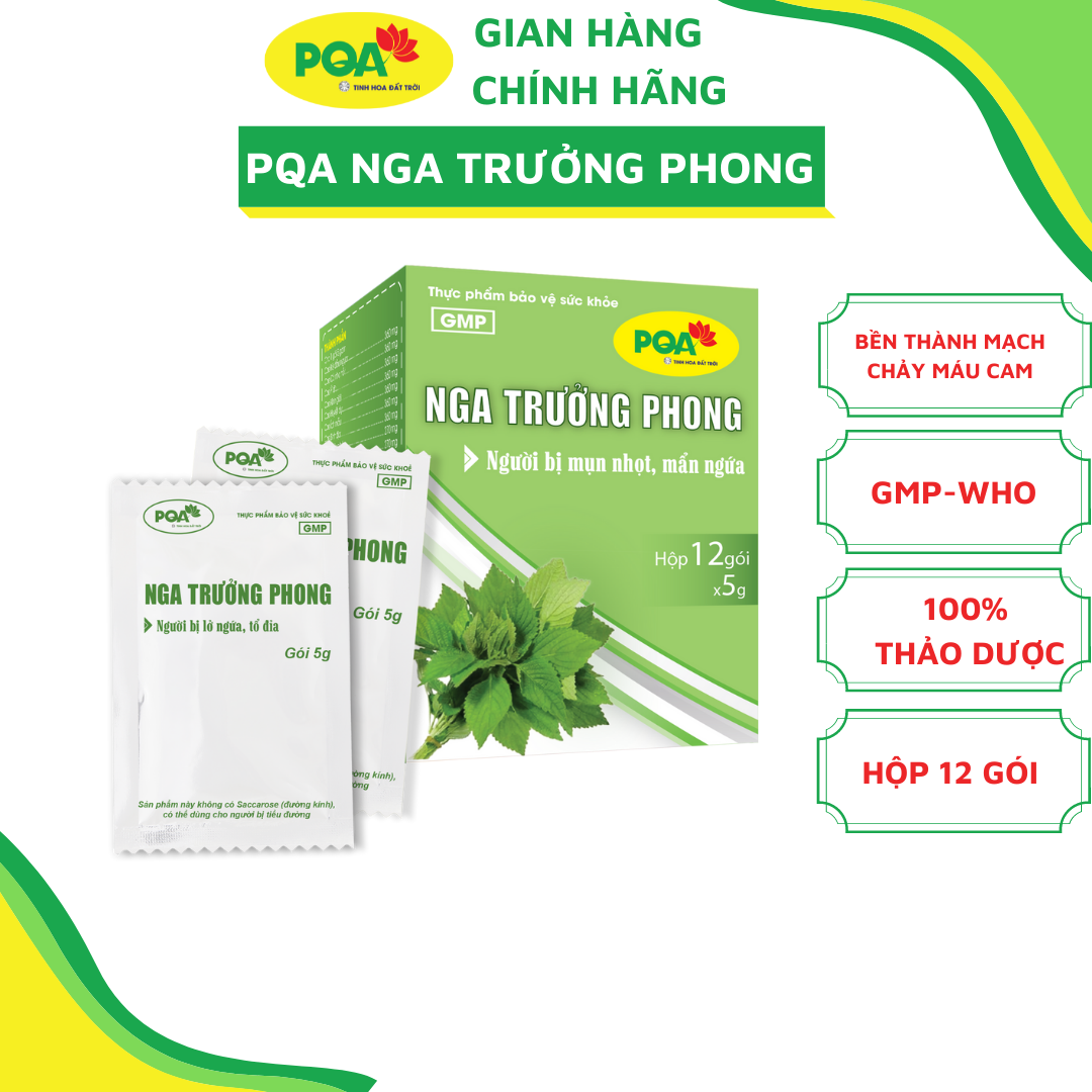 Nga Trưởng Phong PQA Hỗ Trợ Thanh Nhiệt Giải Độc, Giảm Mụn Nhọt Và Mẩn Ngứa Ngoài Da Hộp 12 Gói