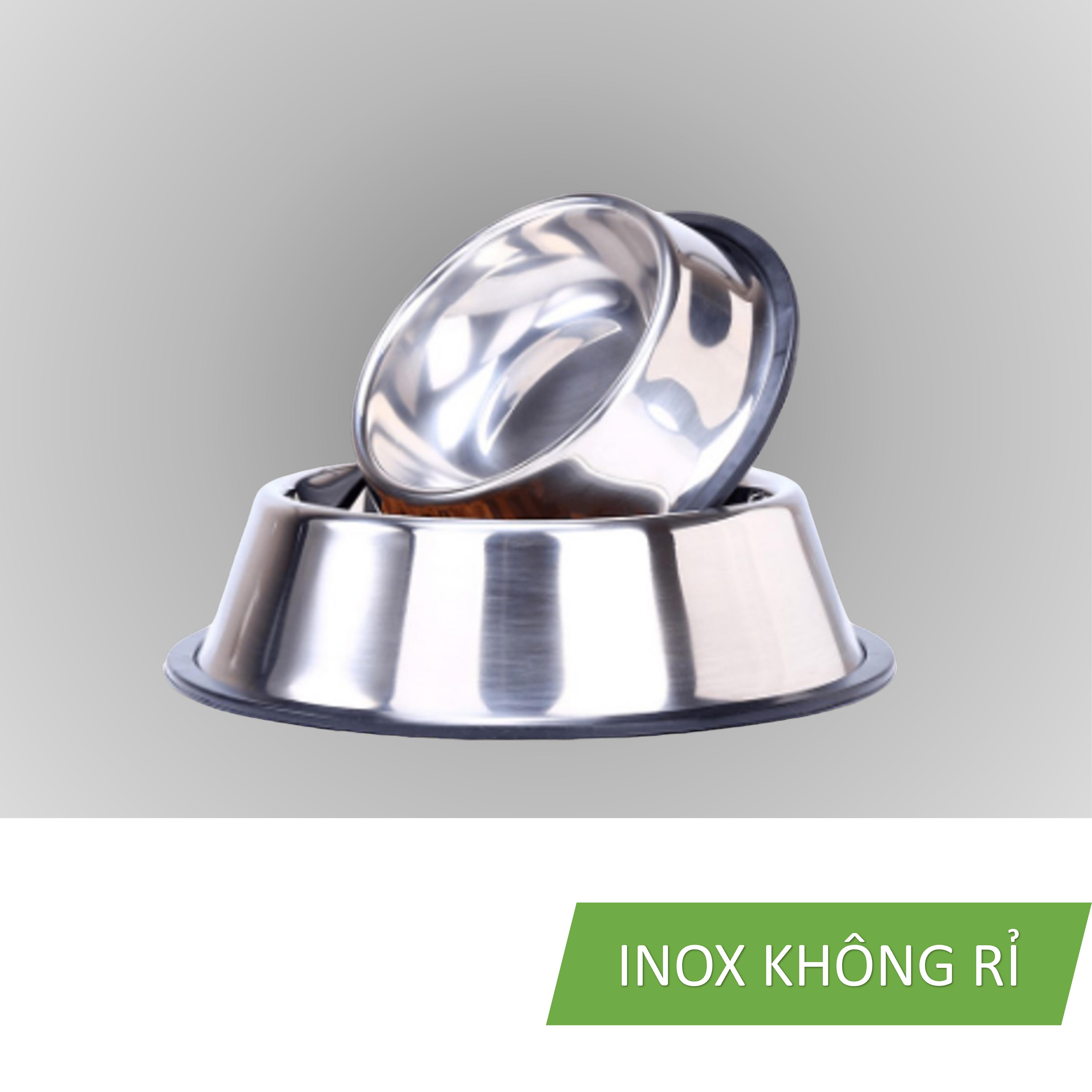 Bát inox đựng thức ăn cho chó - Bát inox không gỉ an toàn sử dụng - Có đế chống trượt - Kích cỡ vừa 26cm