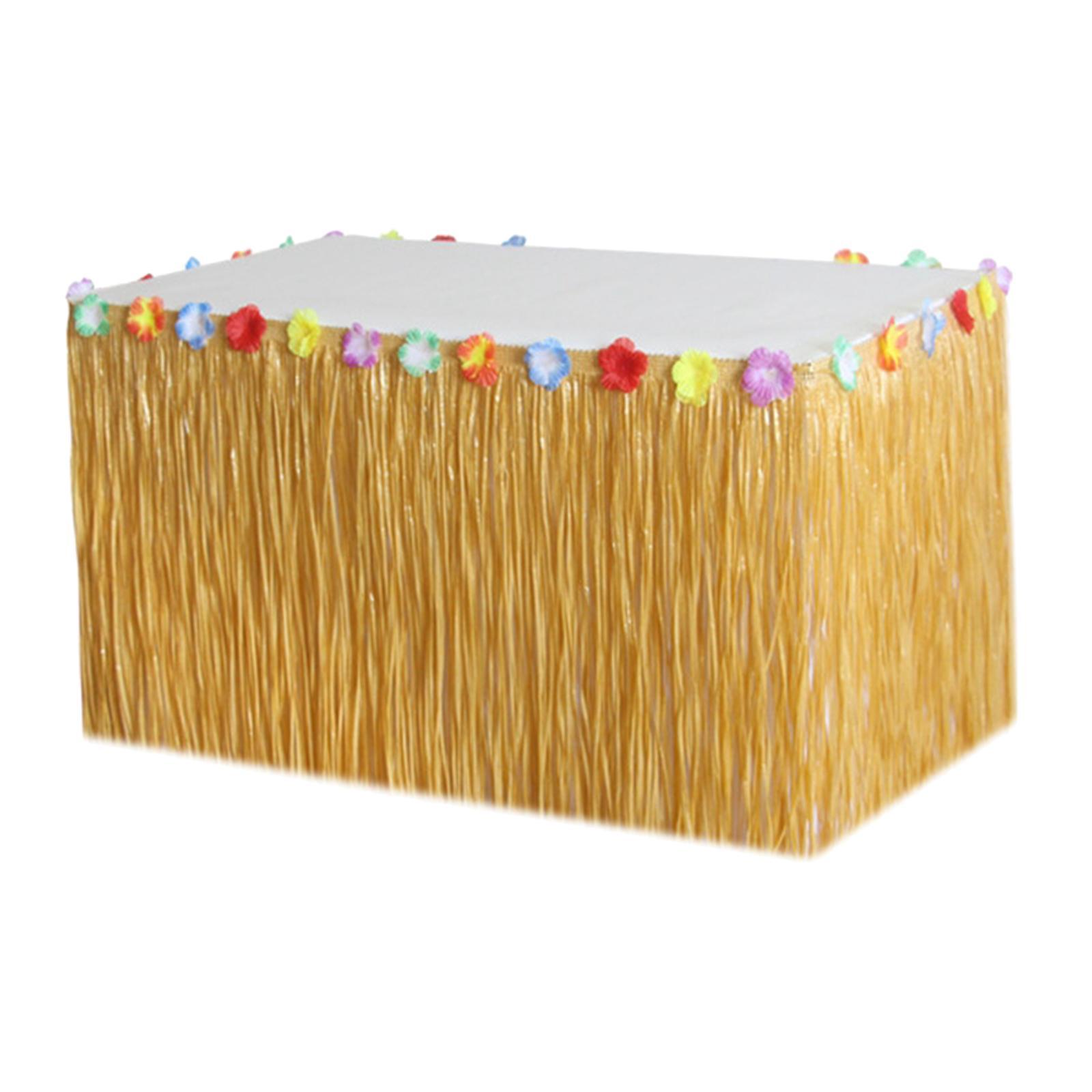 Artifical Grass Table Skirt Hawaiian Table Skirt Decor Lightweight Tropical Luau Party Decoration for Photo Props Camping Summer Theme Party