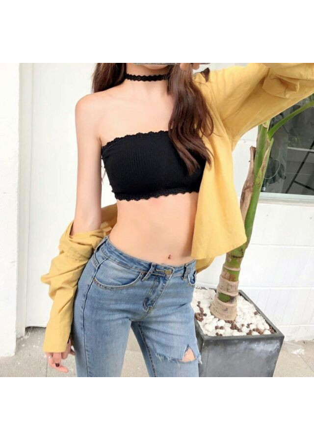 Áo bra quây gân viền ren ba móc cài