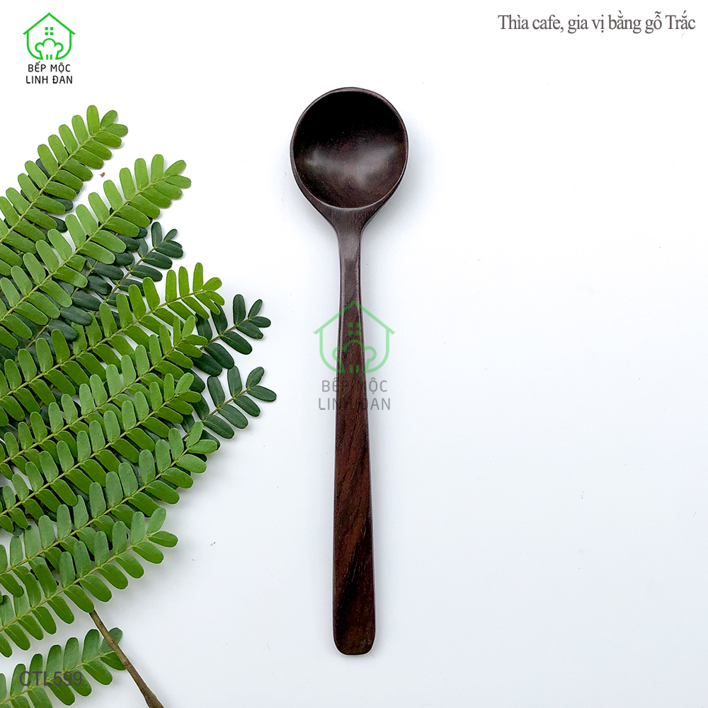 Thìa/Muỗng Ăn Cơm Gỗ Trắc Cẩm Lai Tự Nhiên Để Mộc HAHANCO [CTL599] Size 20cm