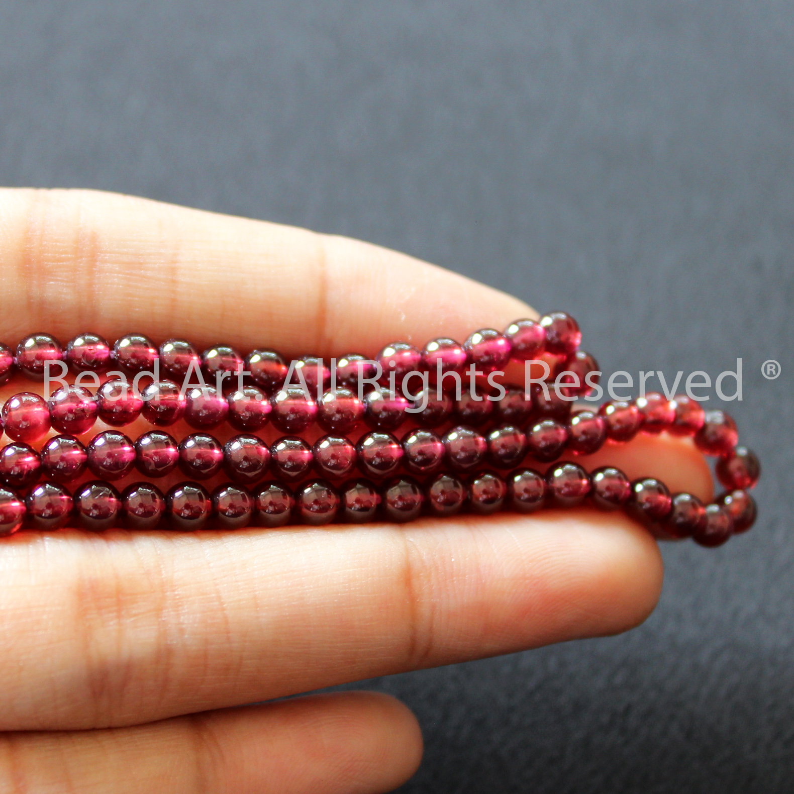 4MM Đá Garnet, Ngọc Hồng Lựu Tự Nhiên Màu Đỏ Sậm Loại AAA, Đá Phối Vòng Tay Phong Thuỷ, Chuỗi Hạt, Mệnh Hoả, Thổ - Bead Art