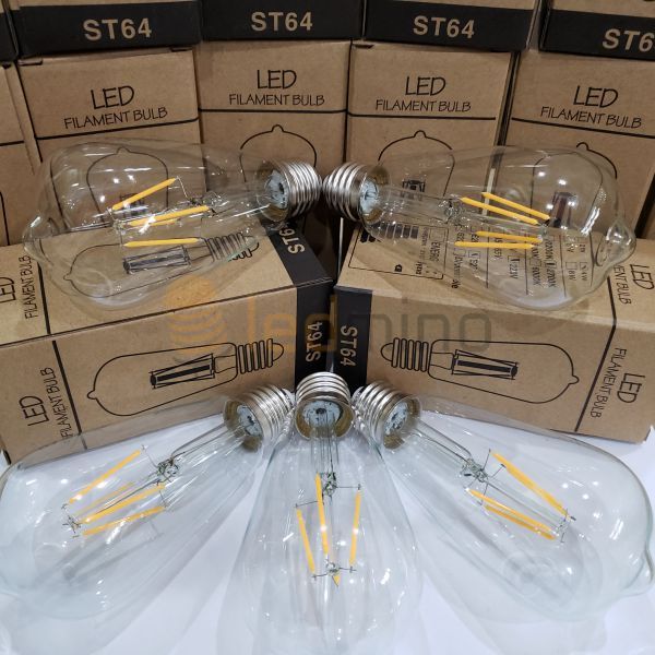 Bộ dây đuôi đèn trang trí 10m 15 đui + 15 bóng đèn Led dây tóc Edison ST64 4W Tiết kiệm điện | Ánh sáng vàng | Trang trí quán cà phê, nhà hàng, sân vườn