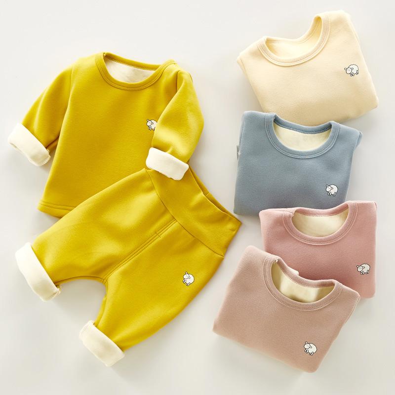 2 Cái/bộ Cho Bé Mùa Đông Sang Trọng Quần Áo Dày Ấm Áp Cho Bé John Bộ Đồ Ngủ Cotton Trang Phục Nữ Tay Dài Đồ Ngủ Bé Trai Bé Gái Giày Phù Hợp Với 0