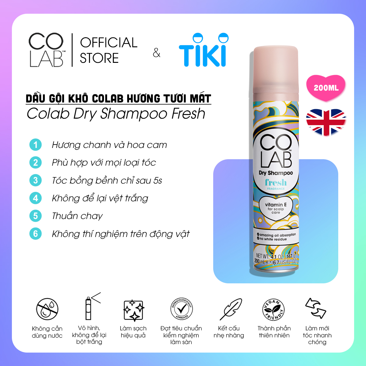 Dầu gội khô COLAB hương Fresh 200ml