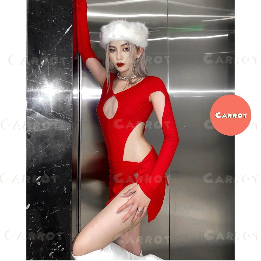 Set áo croptop dài tay khoét kèm chân váy ngắn gợi cảm thời trang cho nữ carrotxinhdep