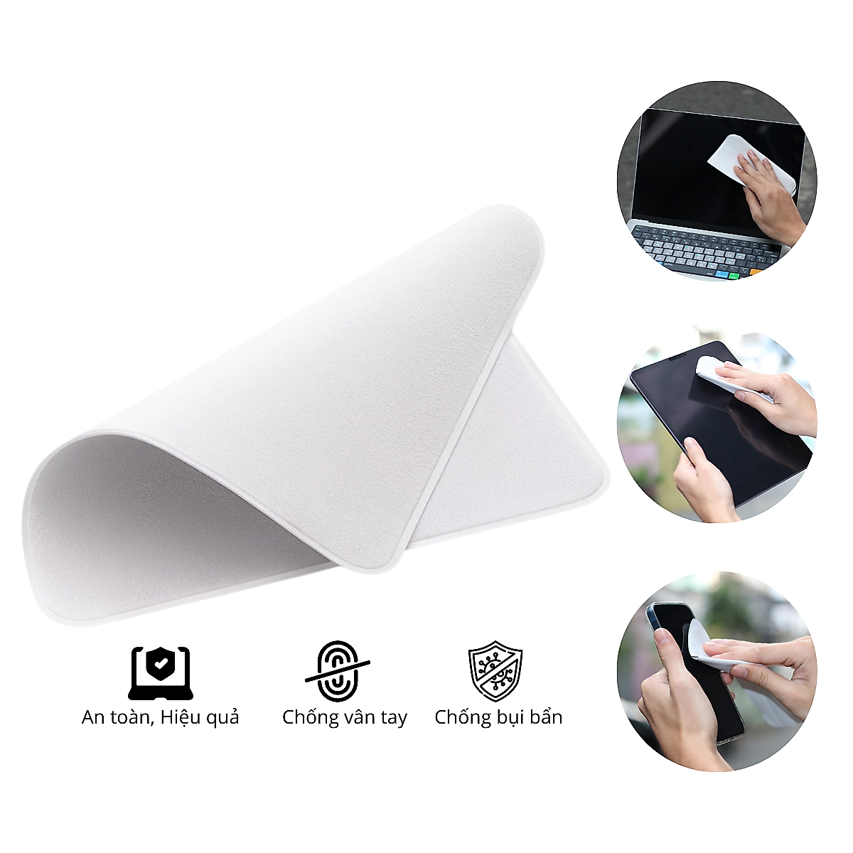 Khăn Lau Màn Hình Polishing Cloth Kai cho iPhone / Macbook / iPad / Laptop / Smartphone / Lens Camera/ Smartwatch loại Fullbox- DRU - Hàng Chính Hãng