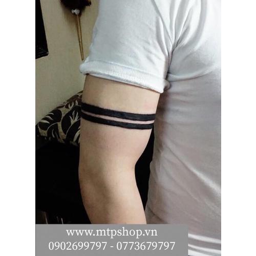 Hình xăm dán tattoo cao cấp 15x21cm: vòng tay đường thẳng