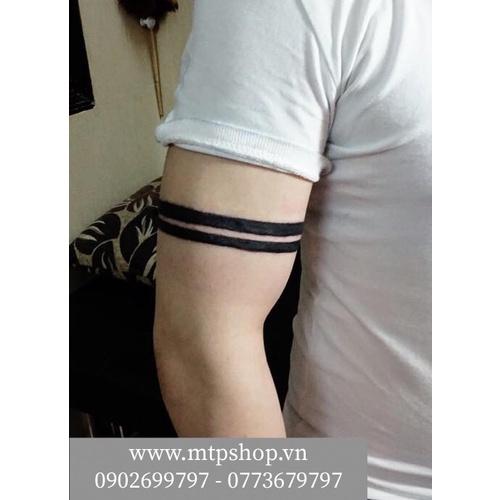 Hình xăm dán tattoo cao cấp (Loại đặc biệt) 15x21cm: vòng tay đường thẳng