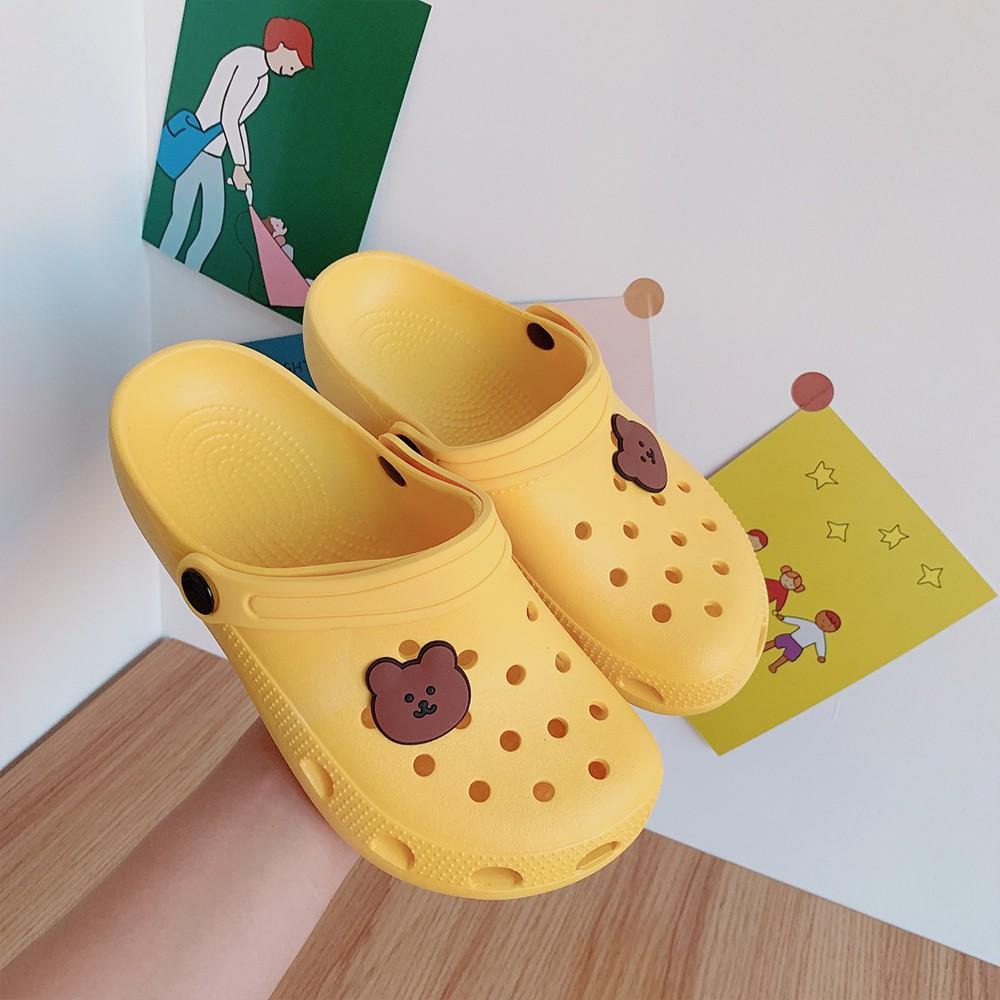 Dép sục gấu lỗ thông hơi đi mưa siêu nhẹ nam nữ MINN SHOES (D54)