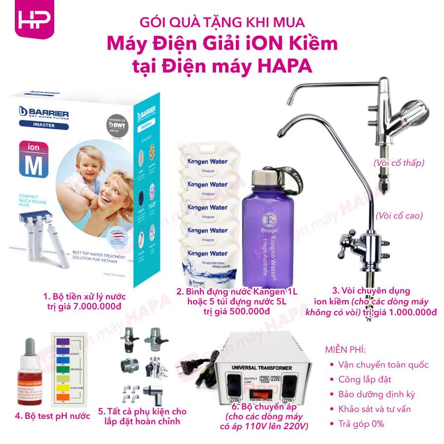 Máy Điện Giải iON Kiềm TRIM ION HYPER - 5 tấm điện cực Titan, Tạo ra 7 loại nước ion, Trimion Hyper - Hàng Chính Hãng