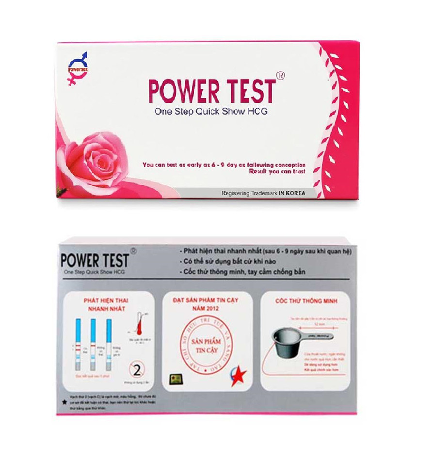 Que thử thai có cốc thử thông minh Powertest 3mm (Hộp 1 que)