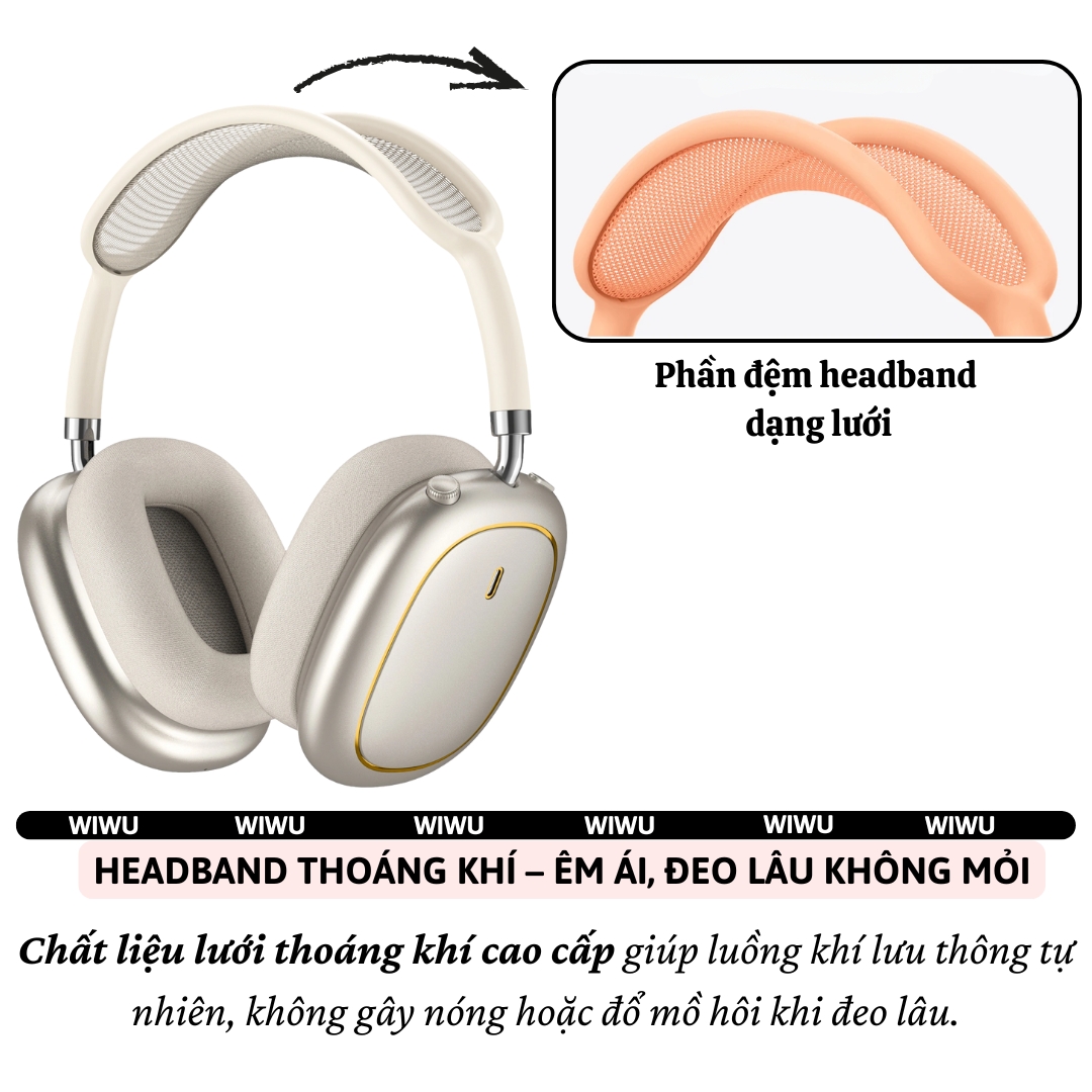 Tai Nghe Bluetooth 6.0 chống ồn chủ động SonicMax ANC 38dB hiêuWiWU Airbuds MAX TD-18 -38dB | Driver 40mm | Pin 40 Giờ | Earcups Xoay 360 | Headband Thoáng Khí - hàng nhập khẩu