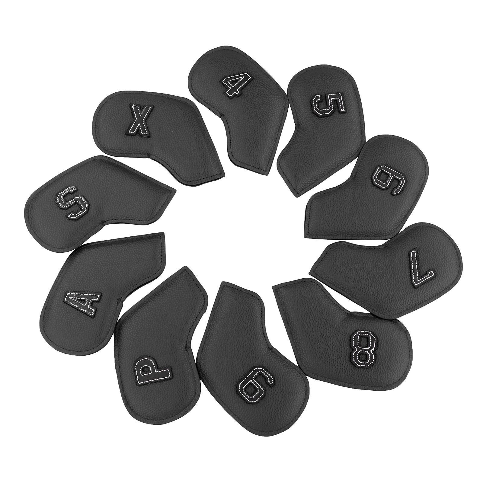 10Pack Golf Iron Headcover, 4-9,P,S,A,x Club Head Cover for All Black