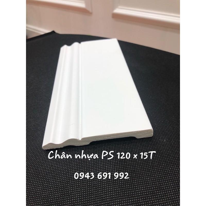 Phào chỉ chân tường nhựa composite trắng bản cao 12cm đã hoàn thiện bề mặt