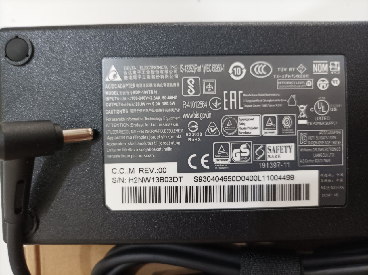Sạc dành cho Laptop GS66 Stealth 10SE-044 180W 20V 9A 4.5*3.0mm