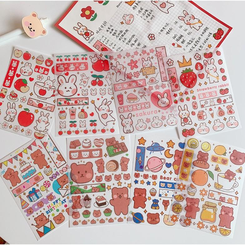 Set 4 tấm nhãn dán sticker dễ thương sáng tạo trang trí dễ thương phong các Hàn Quốc INS ST81