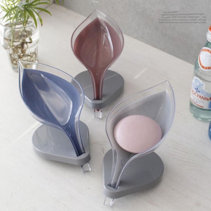 Creative Non Perforated Leaf Drain Rack Soap Box Toilet Suction Cup PlasticBathroom Kitchen Towel Storage Box