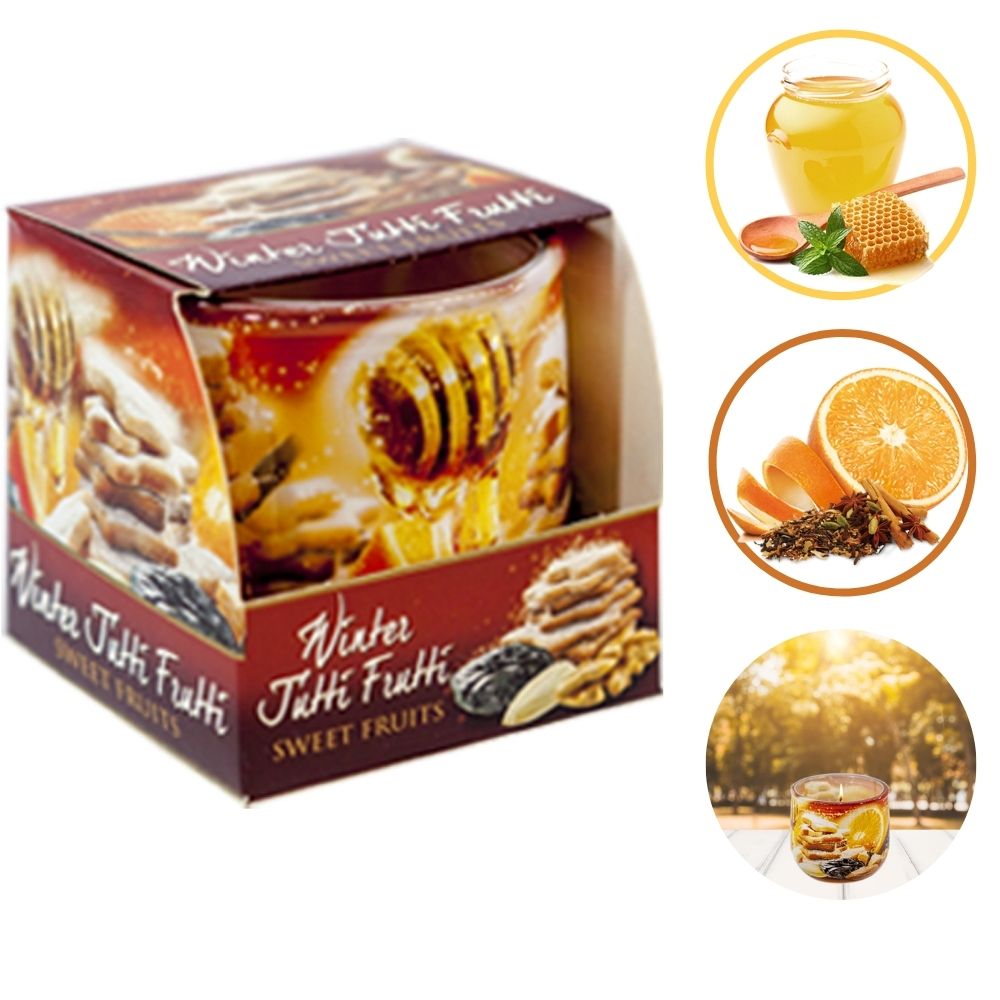 Ly nến thơm tinh dầu Bartek Winter Jutti Frutti 100g QT024471- nho, quế, lựu, nến trang trí, thơm phòng, thư giãn, khử mùi (giao mẫu ngẫu nhiên)