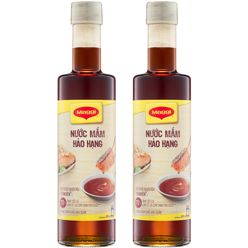 Combo 2 nước mắm Maggi hảo hạng chai thủy tinh 490ml [Tặng bộ 3 hộp nhựa]