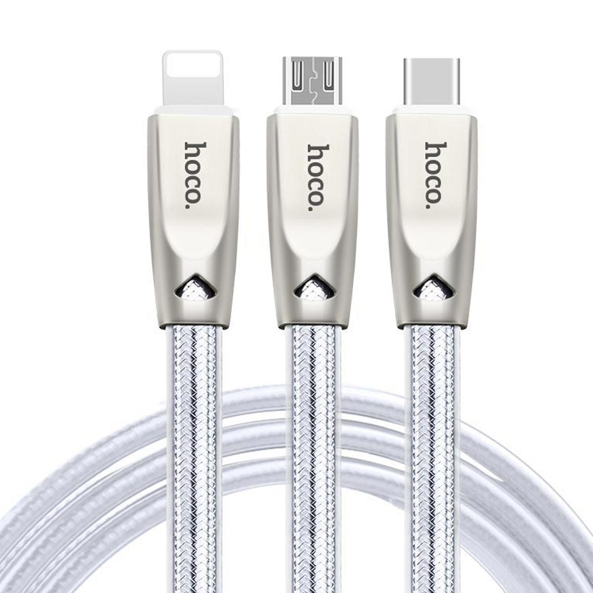 Cáp Sạc 3 Trong 1 Hoco U9 Dài 1.5M (Lightning + MicroUSB + Type-C